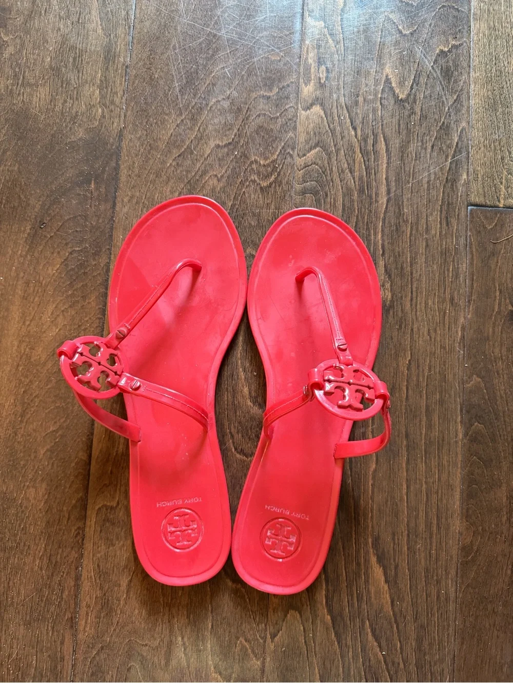 Tory Burch Bright Red Jelly Miller Thong Sandals